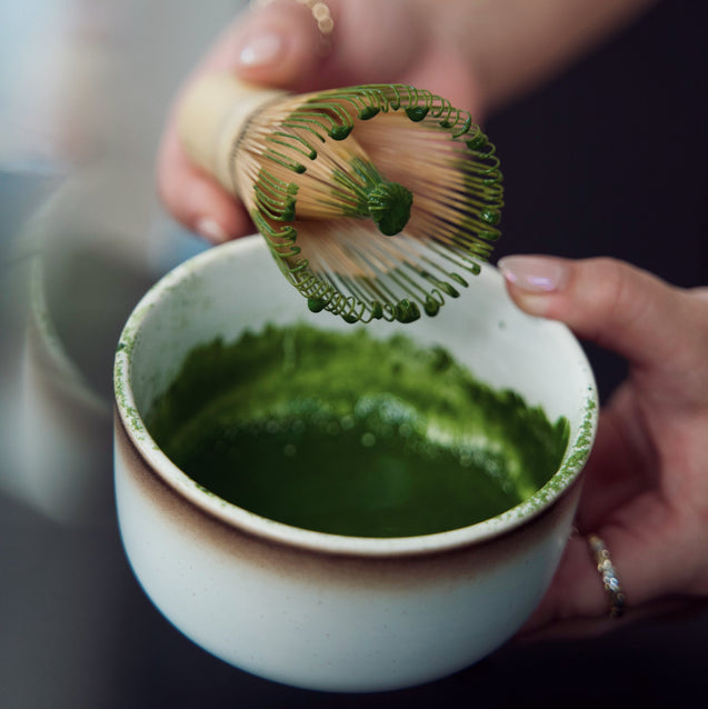 Using ceremonial matcha to whisk