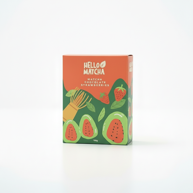 Matcha Chocolate Strawberries Box - Front View