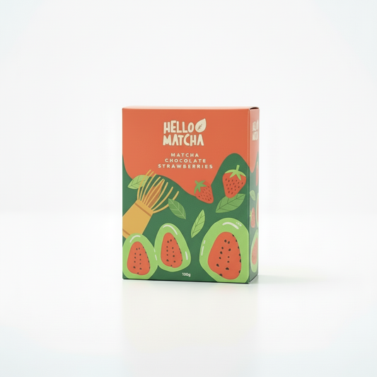 Matcha Chocolate Strawberries Box - Front View