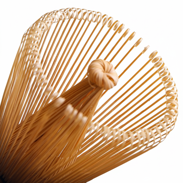 Matcha whisk on white background