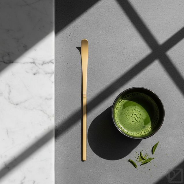 Modern matcha scoop lifestyle image